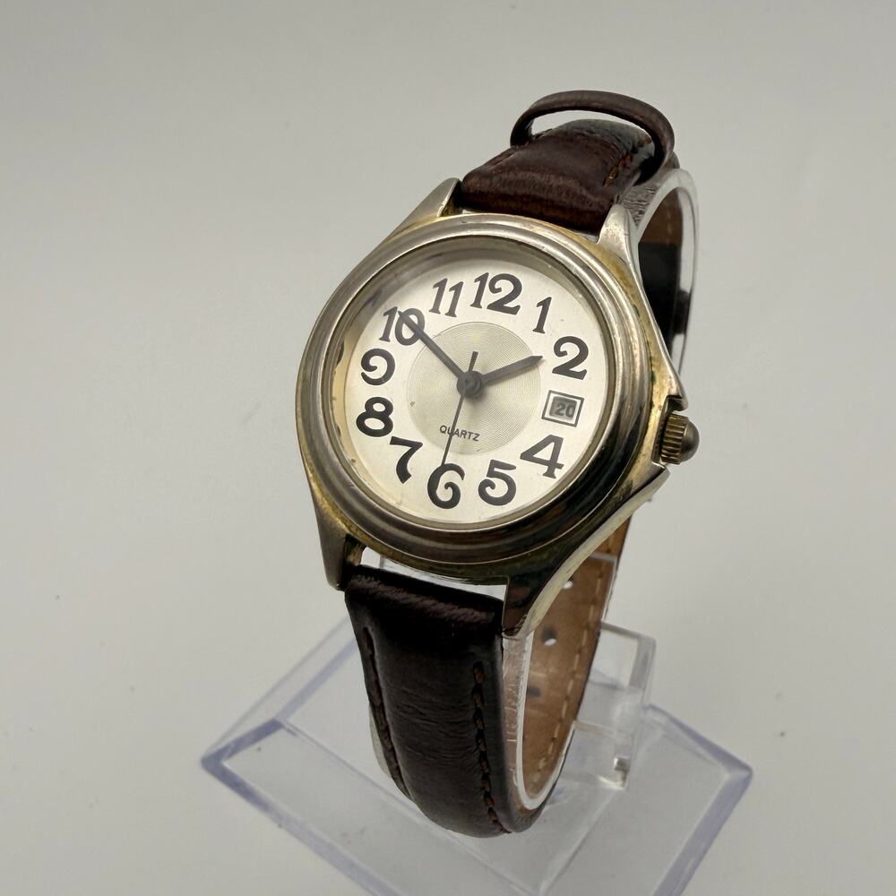 Vintage M.Z. Berger Easy-Read Gold Tone Date Watch Working New Battery
